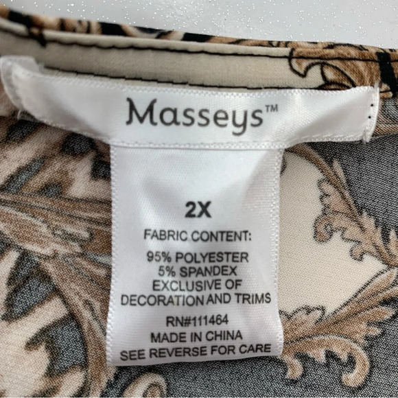 Masseys Top Woman 2X Beaded  Animal Print Stretch Tunic Boho Office Travel Work - Picture 7 of 10